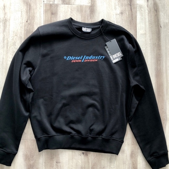 Diesel S-Ginn New Industries Logo Mens Crew Neck Sweatshirt Pullover M Black New - Picture 3 of 13